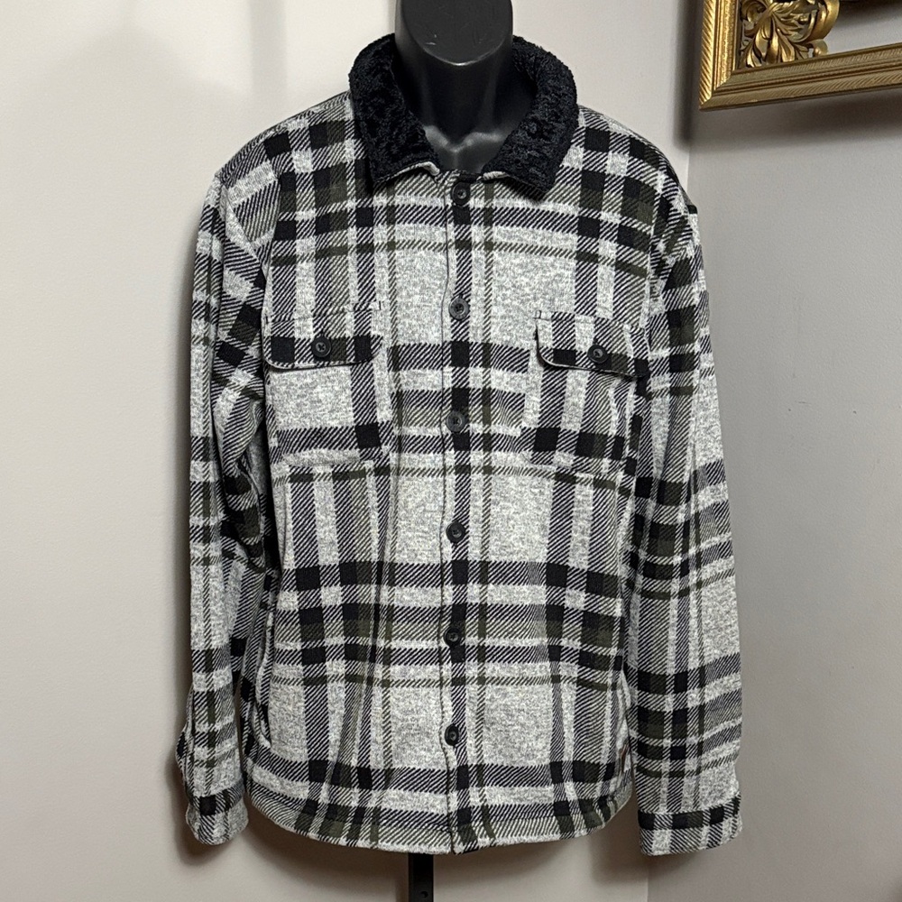 Reef XL Black Gray Flannel Jacket Coat